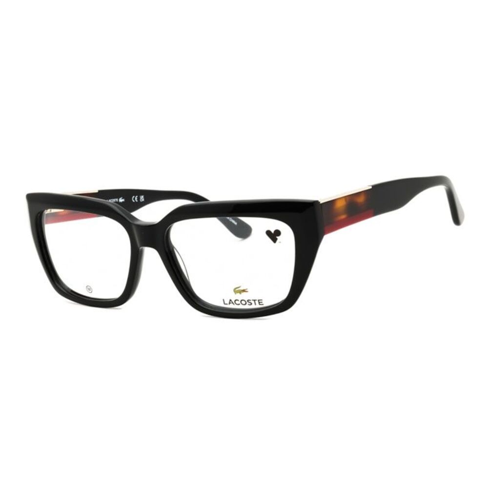 Lacoste Eyeglasses Rectangle Full Rim, Black Frame and Clear Demo Lenses Lens